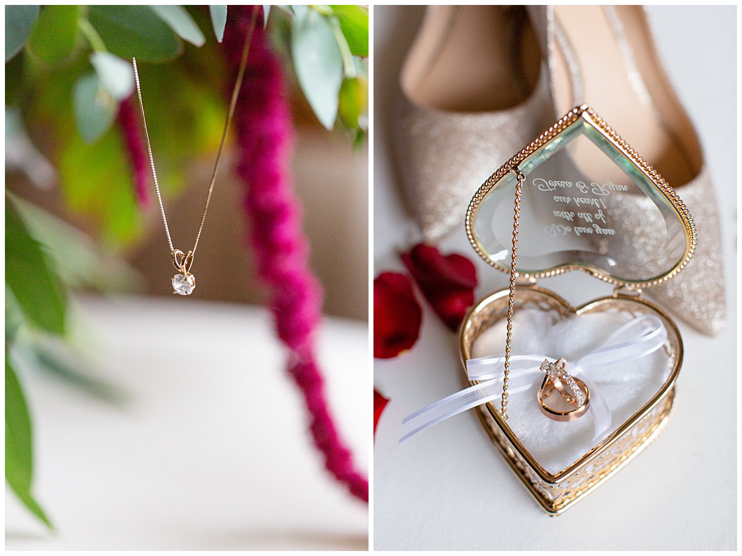 wedding ring box and necklace
