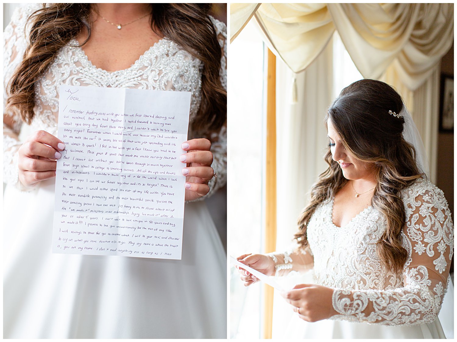 bride reading letter