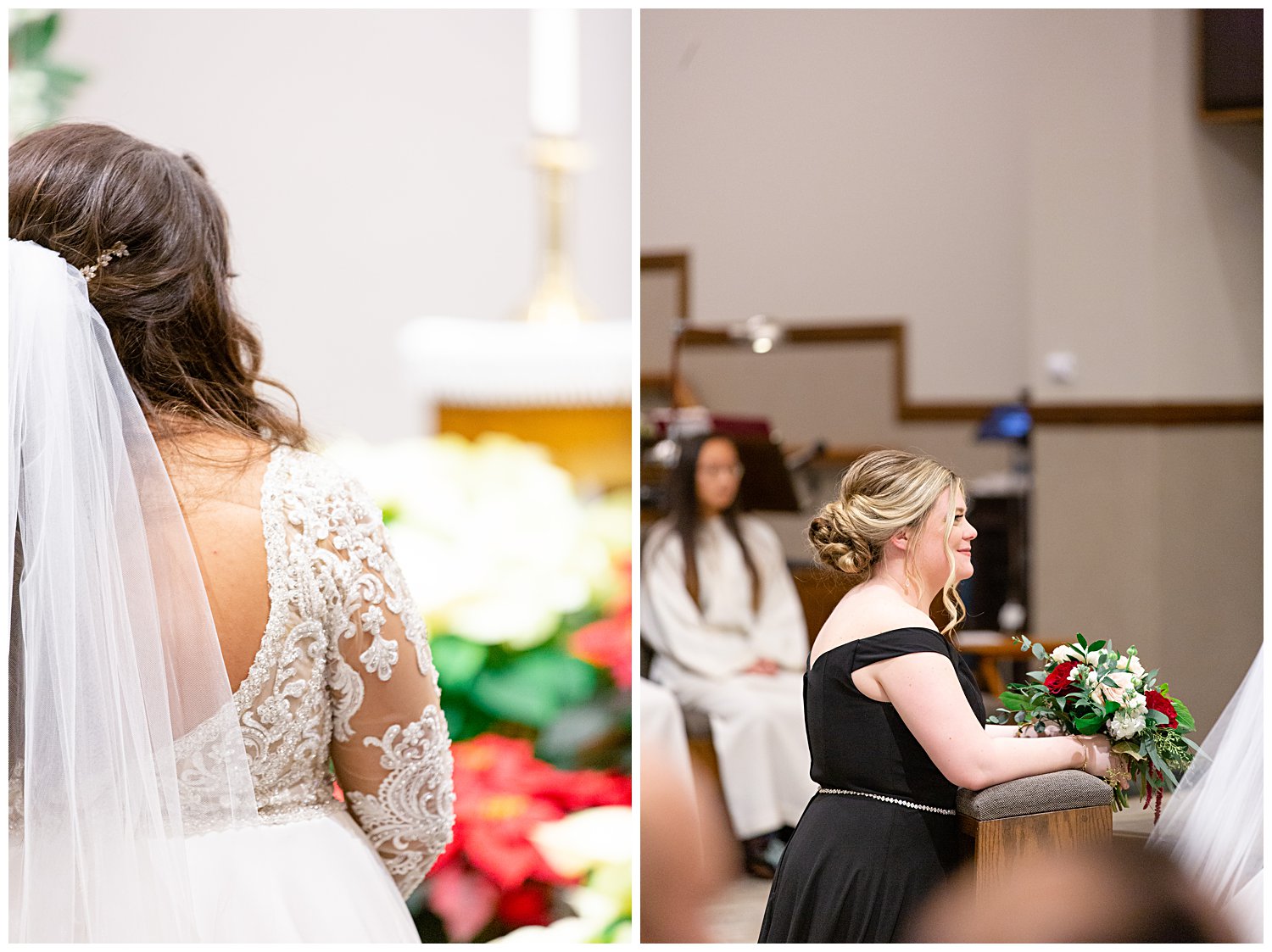 bridesmaid kneeling