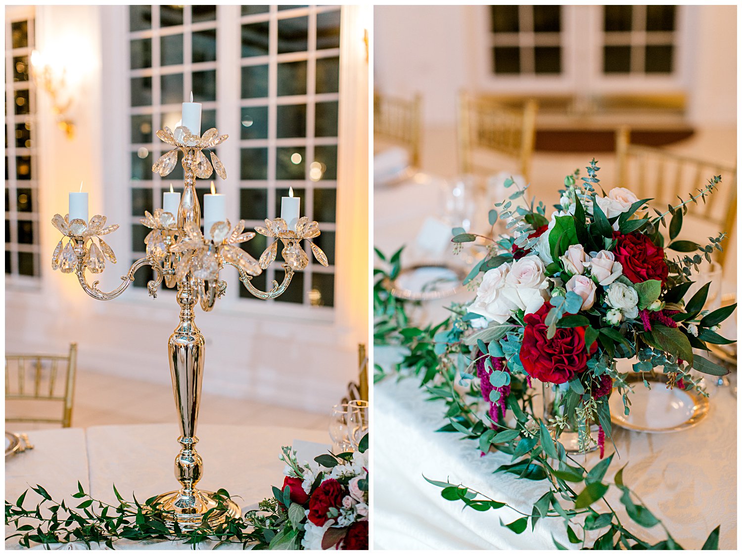 candle sticks and center piece