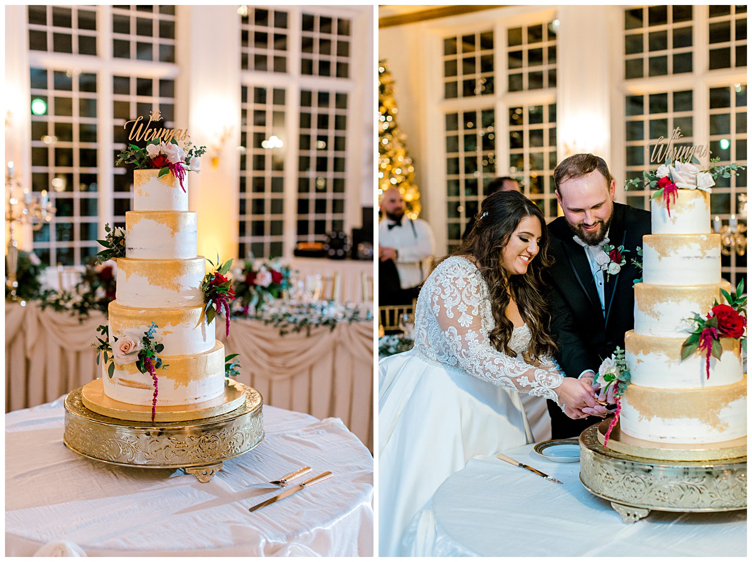 couple cutting wedding cake