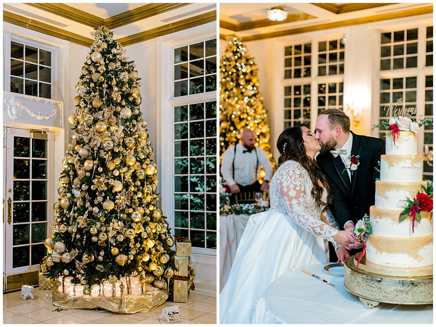 couple cutting wedding cake
