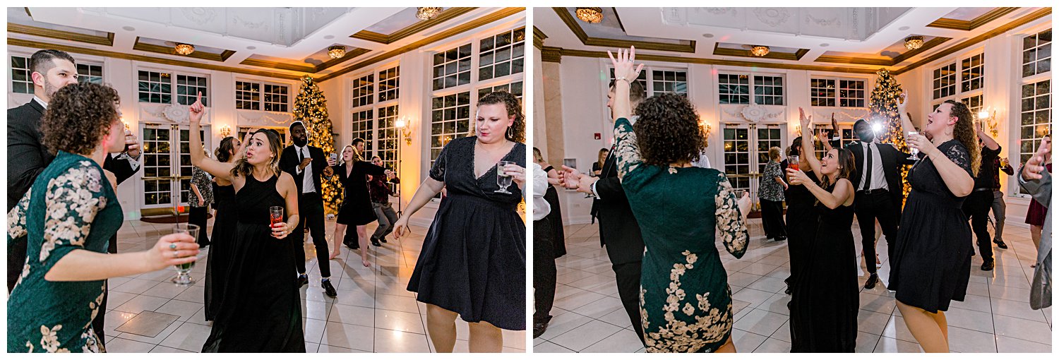 friends dancing during reception