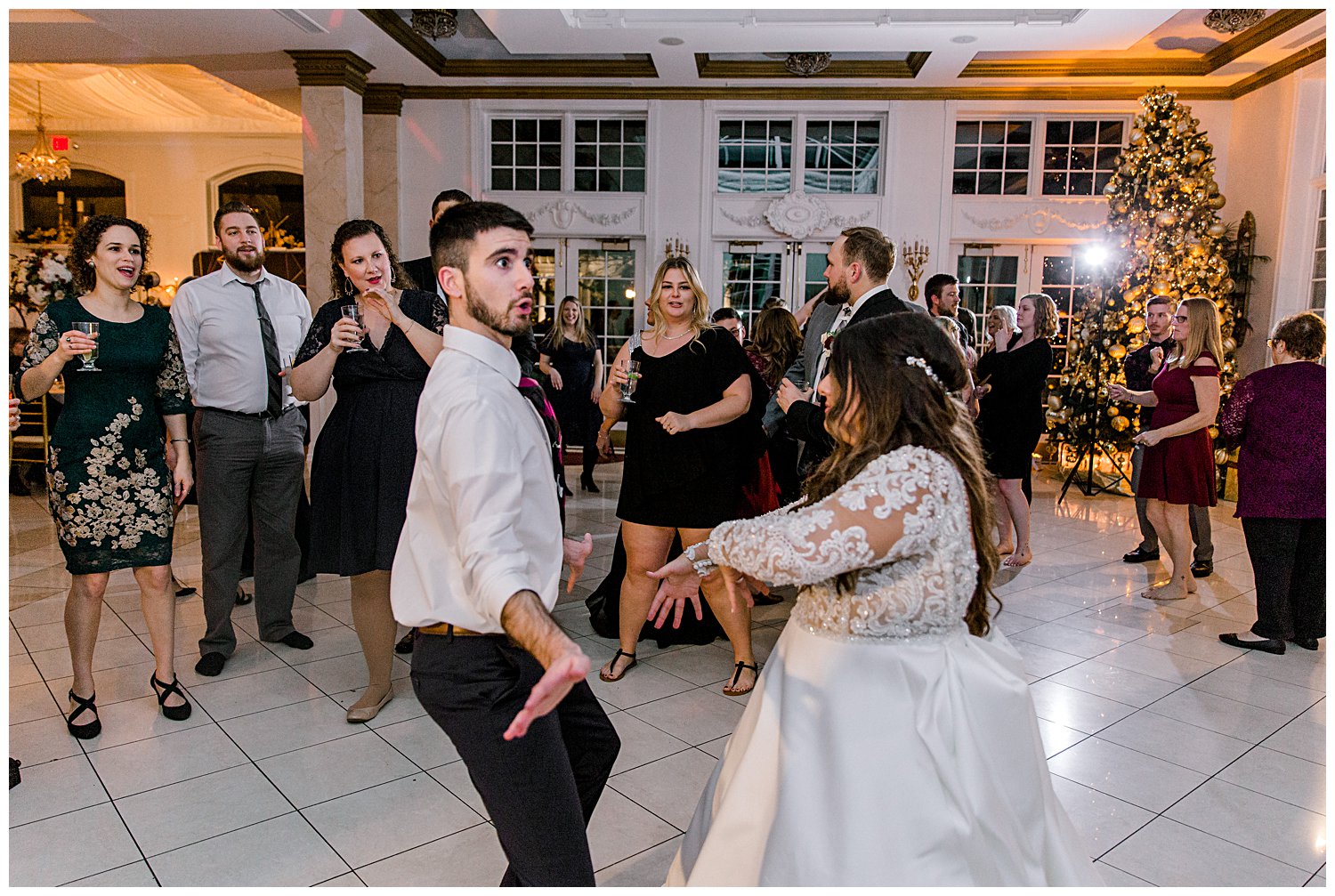 friends dancing during reception